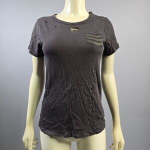 Chaser Small Dark Gray Distressed Short Sleeve Tee R2
